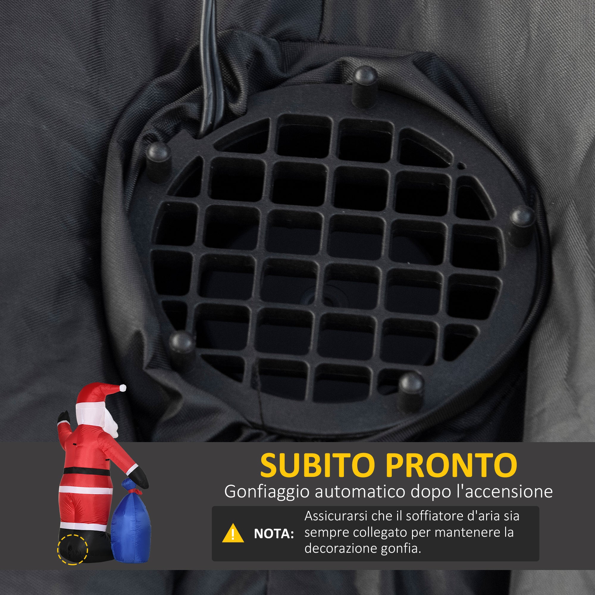 Inflatable Santa Claus with White LED Lights and Inflator Included, 146x77x238 cm