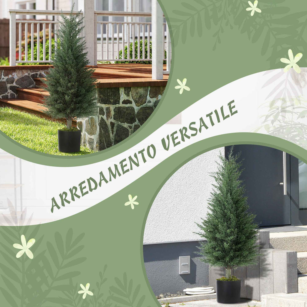 Outsunny Set of 2 Artificial Cypress Trees, UV-Resistant, Ø40x90 cm, Green
