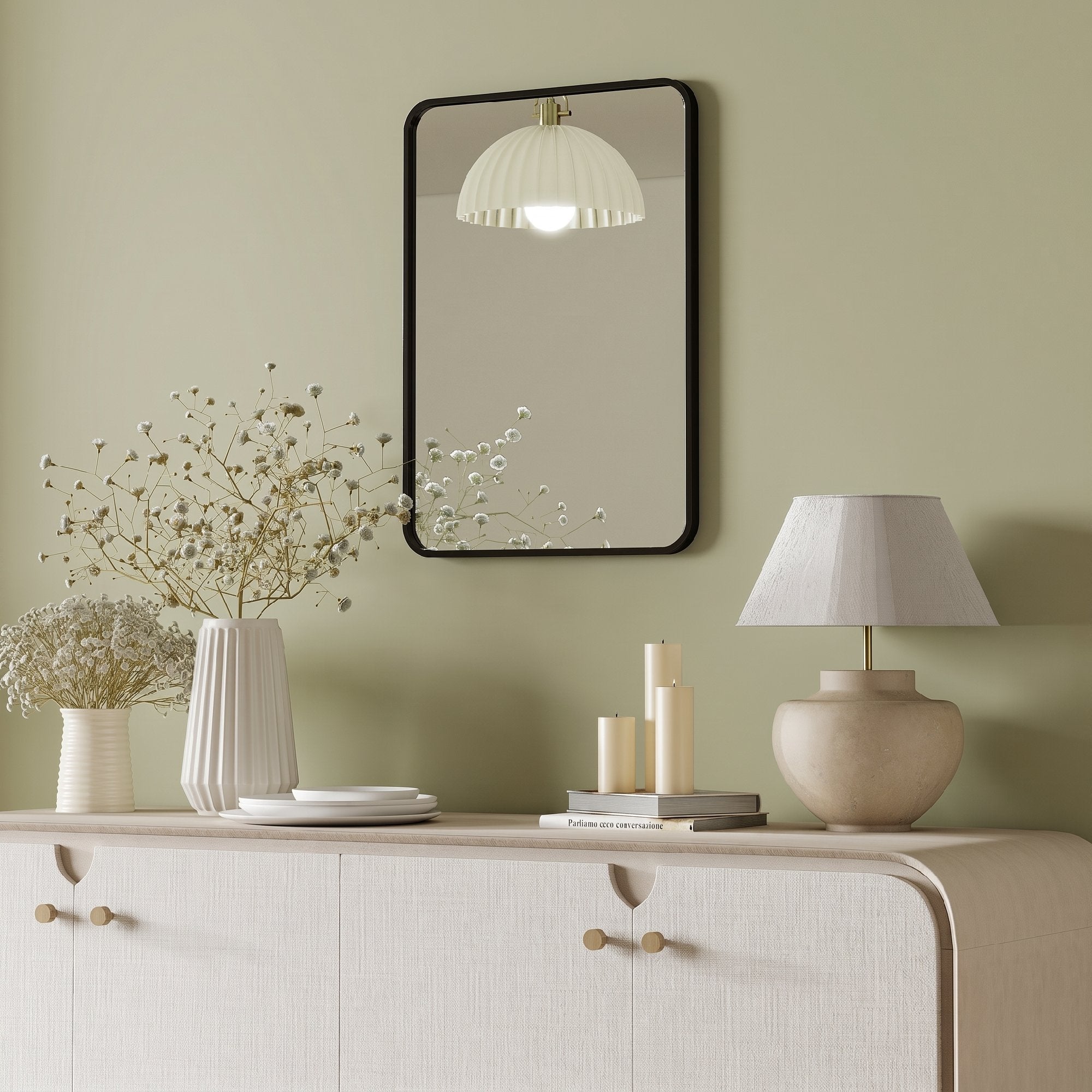 HOMCOM Bathroom Mirror with Metal Frame and Hook, 50x2.5x70 cm, Black