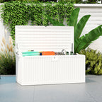 140L Outdoor Trunk in Waterproof and Grooved PE, 140x68x68 cm, White