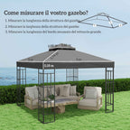 Outsunny 3x3m UPF30+ 2-Tier Dark Grey Polyester Garden Gazebo Cover