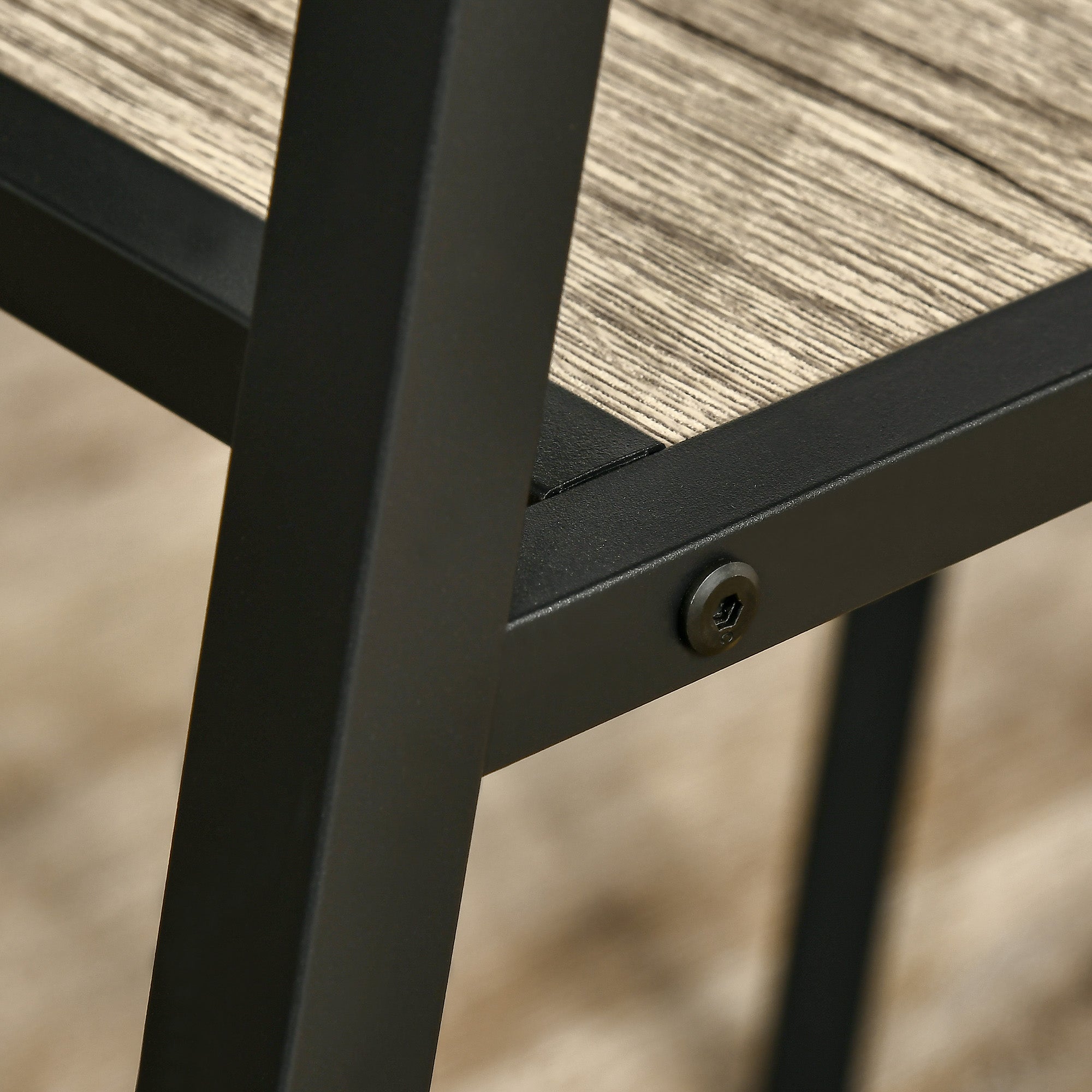 Industrial Bar Table for 10 Bottles in Chipboard and Steel, 120x60x91 cm, Black and Wood Color