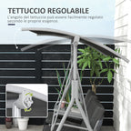 Outsunny 2-seater swing with coffee table and cup holder, in metal and polyester, 175x110x165 cm, gray - Borgè
