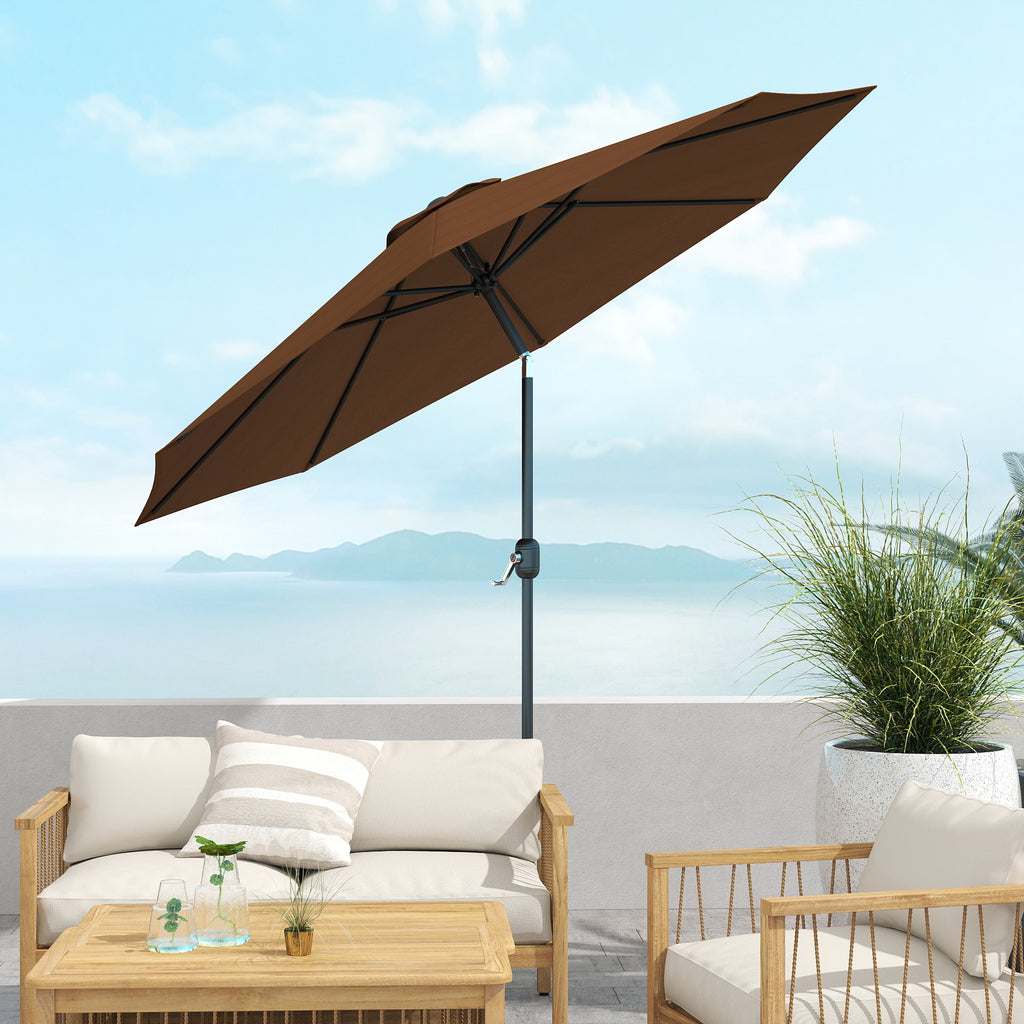 Outsunny 3x2.5 m Tilting Garden Umbrella with Removable Pole, Metal and Polyester, Coffee
