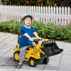 Children's Excavator with Bucket and Retractable Storage Space, PP and ABS, 80x26.5x39 cm, Yellow and Black
