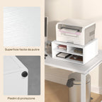Office Printer Stand with 3 Open Shelves, 2 Levels, 47 x 40 x 22.5 cm, White