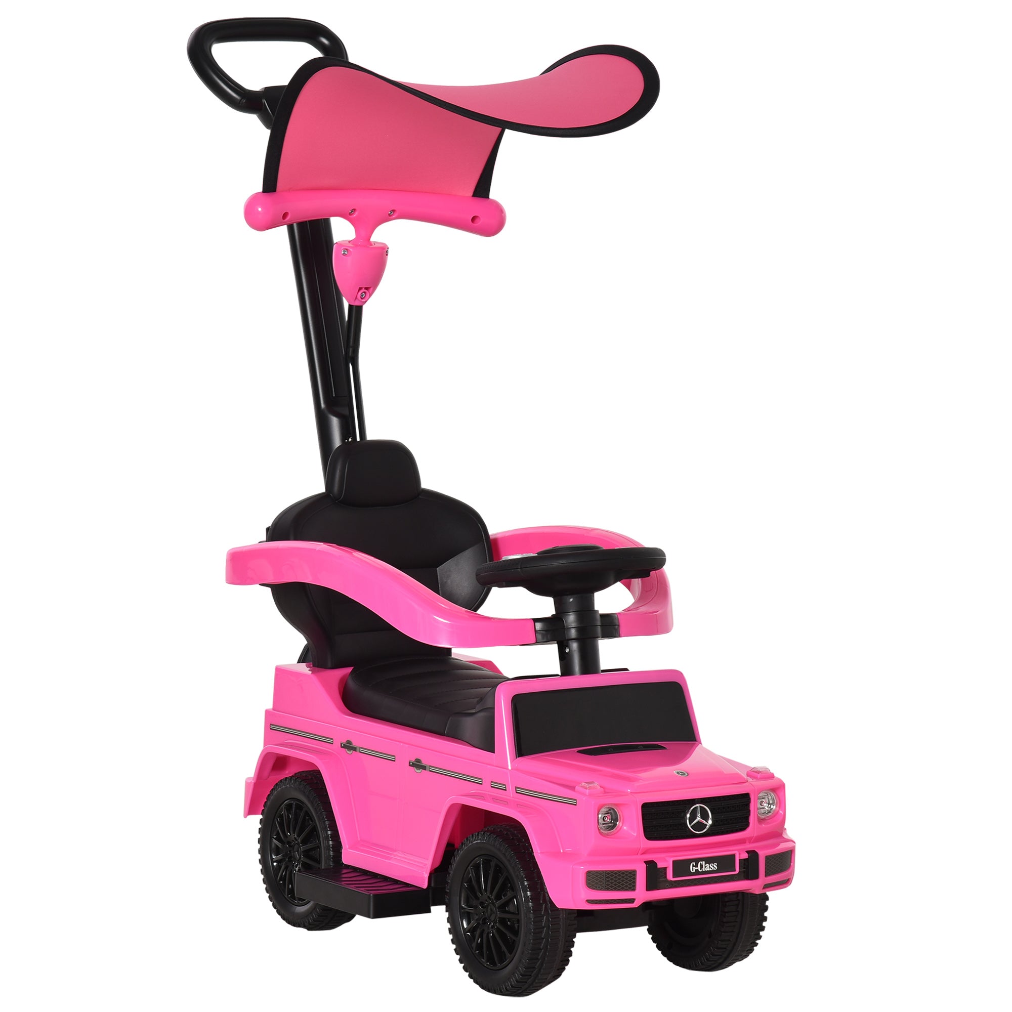 Push Car for Children 12-36 Months with Mercedes License, Canopy and Handle, 85.5x40. 5x95 cm, Pink