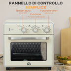 20L Fan-assisted Electric Mini Oven 1400W with Hot Air and Accessories, Cream