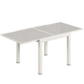 Outsunny Extendable Outdoor Aluminum Table, Tempered Glass Top, Cream White.