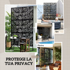 Outdoor Steel Screen with Willow Pattern and 2 Feet, 122x45x198 cm, Black