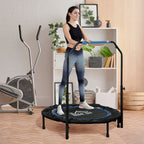 Mini Fitness Trampoline Ø102 cm Foldable with Height-Adjustable Handlebar, Blue