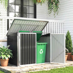 Outsunny Garden Shed, Horizontal Garbage Can Organizer, Dark Gray