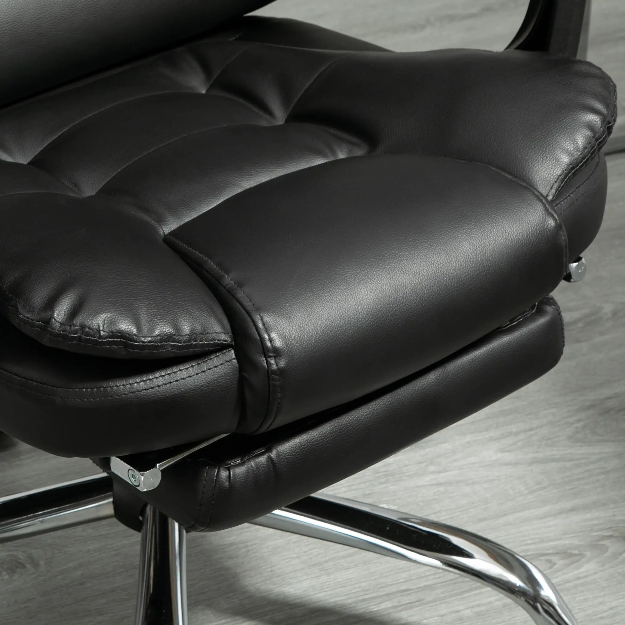 Height Adjustable Office Chair with Reclining Backrest and Footrest, 64.5x69x109-117 cm, Black