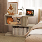 Modern S-Shaped Coffee Table with 3 Shelves for Living Room and Lounge, 90x30x61 cm, Wood