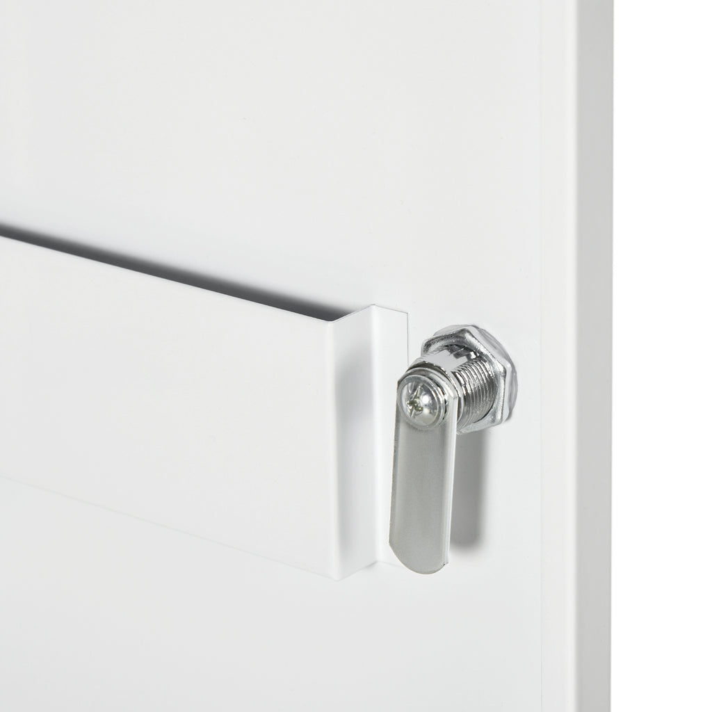 kleankin 3-Tier Medicine Cabinet with Lock and 2 Keys, Steel, 40x15x53.5 cm, White - Borgè