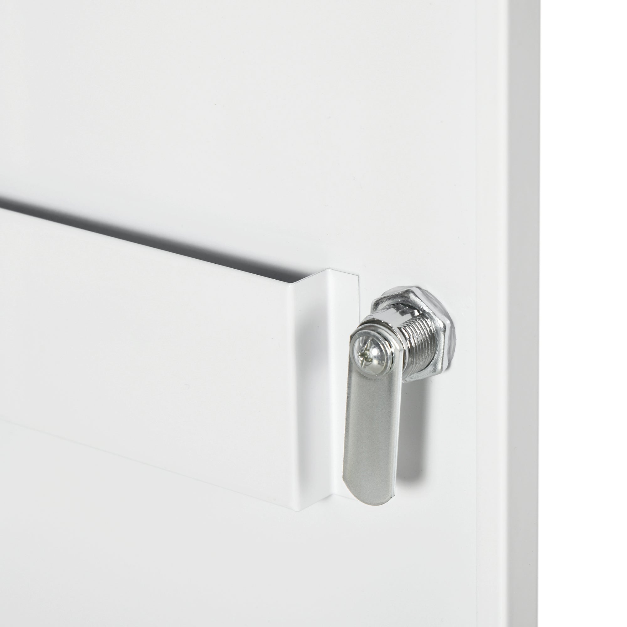 kleankin 3-Tier Medicine Cabinet with Lock and 2 Keys, Steel, 40x15x53.5 cm, White - Borgè