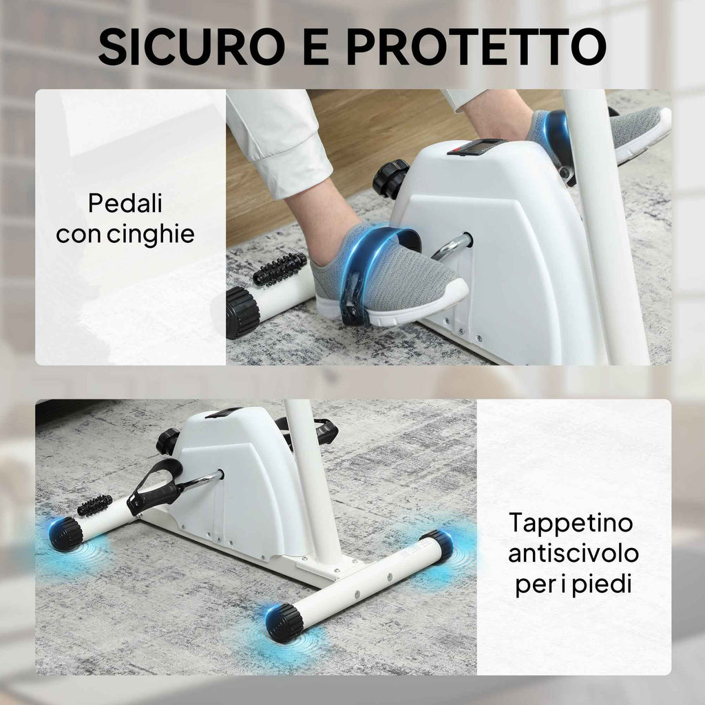 SPORTNOW Arm and Leg Rehabilitation Bike with Adjustable Height and Resistance, LCD Display, White