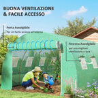 Outsunny PE Greenhouse Cover with 8 Windows, Roll-Up Door and Buried Edges, 4x3x2 m, Green
