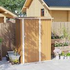 Outsunny Metal Tool Shed with Sloped Roof and Lockable Door, 142x86x189 cm, Yellow