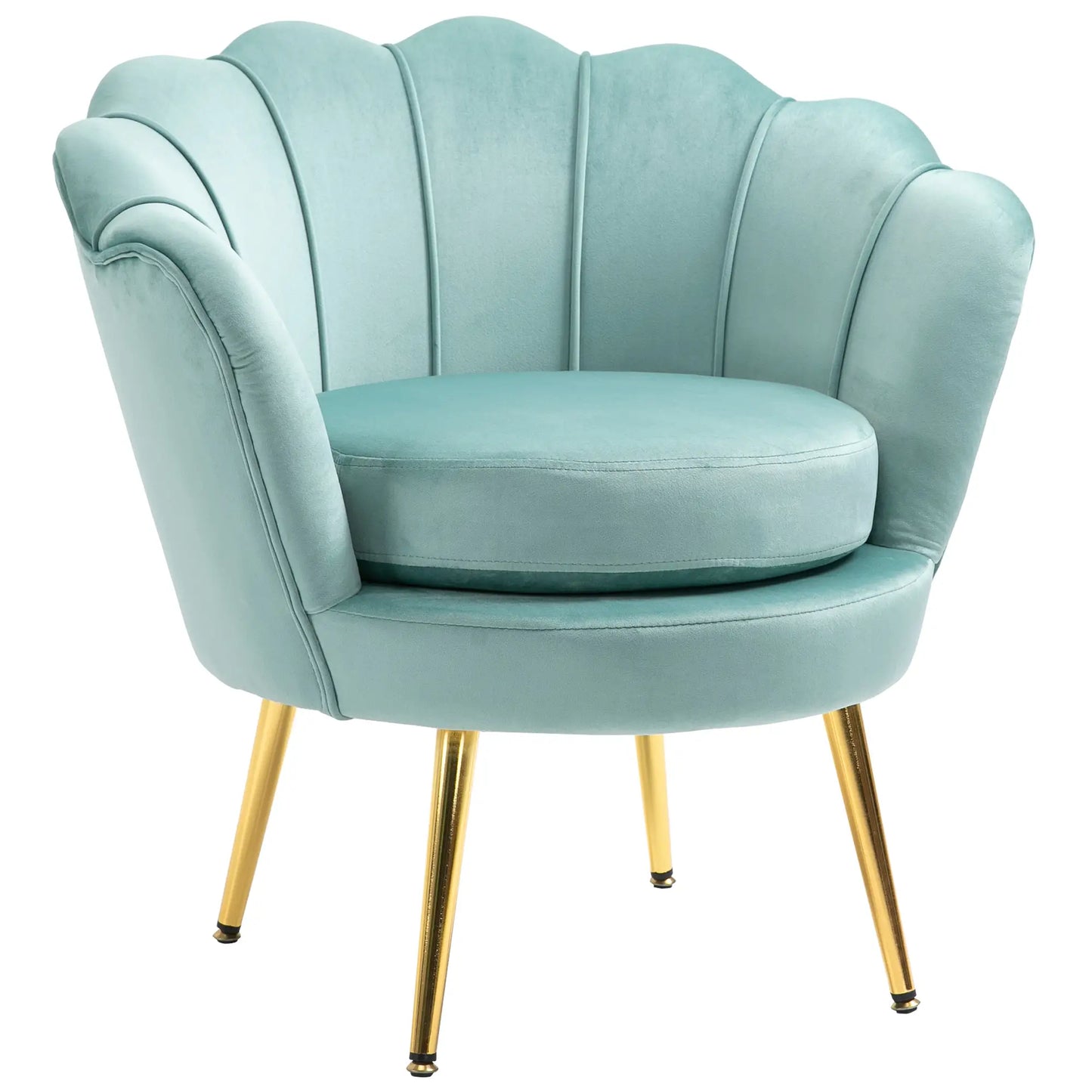 Vintage Design Blue Velvet Armchair, High Back Bedroom Chair 76x67x74cm, Green