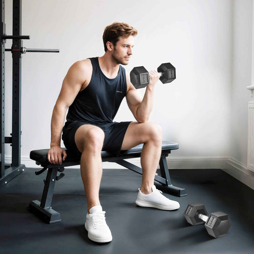 HOMCOM 2 x 12.5 kg Hex Dumbbell Set, Gym Weights with Non-Slip Knurled Grip, Black