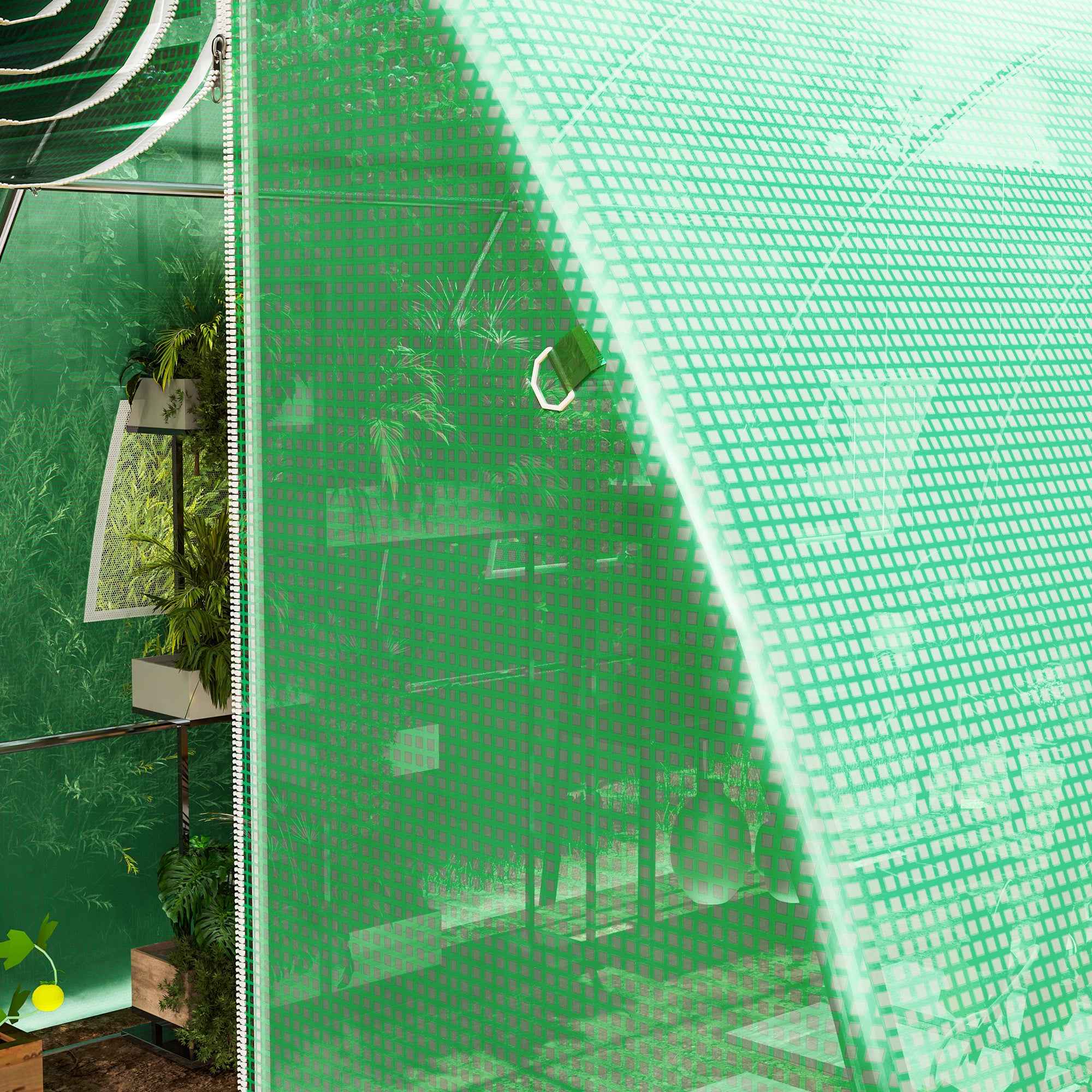 Outsunny PE Greenhouse Cover with 8 Windows, Roll-Up Door and Buried Edges, 4x3x2 m, Green