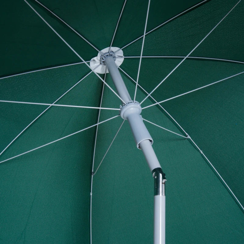2x2.3m Portable Outdoor Umbrella with Tilting Canopy in Dark Green Polyester - Borge' Group Limited