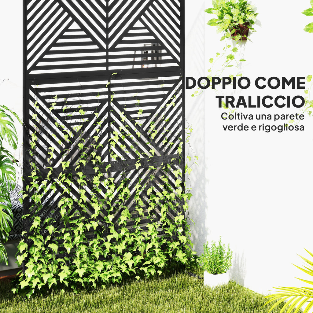 Decorative Outdoor Divider and Trellis for Climbing Plants, 122x45x198 cm, Black