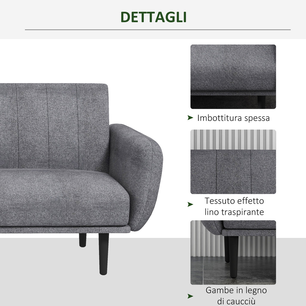 Homcom Sofa bed 3 seats with reclining backrest at 3 levels in fabric, 208x84x82cm, gray - Borgè