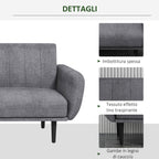 Homcom Sofa bed 3 seats with reclining backrest at 3 levels in fabric, 208x84x82cm, gray - Borgè