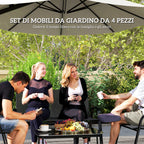 Garden Set with 2 Seater Sofa, 2 Stackable Armchairs and Glass Coffee Table, Black