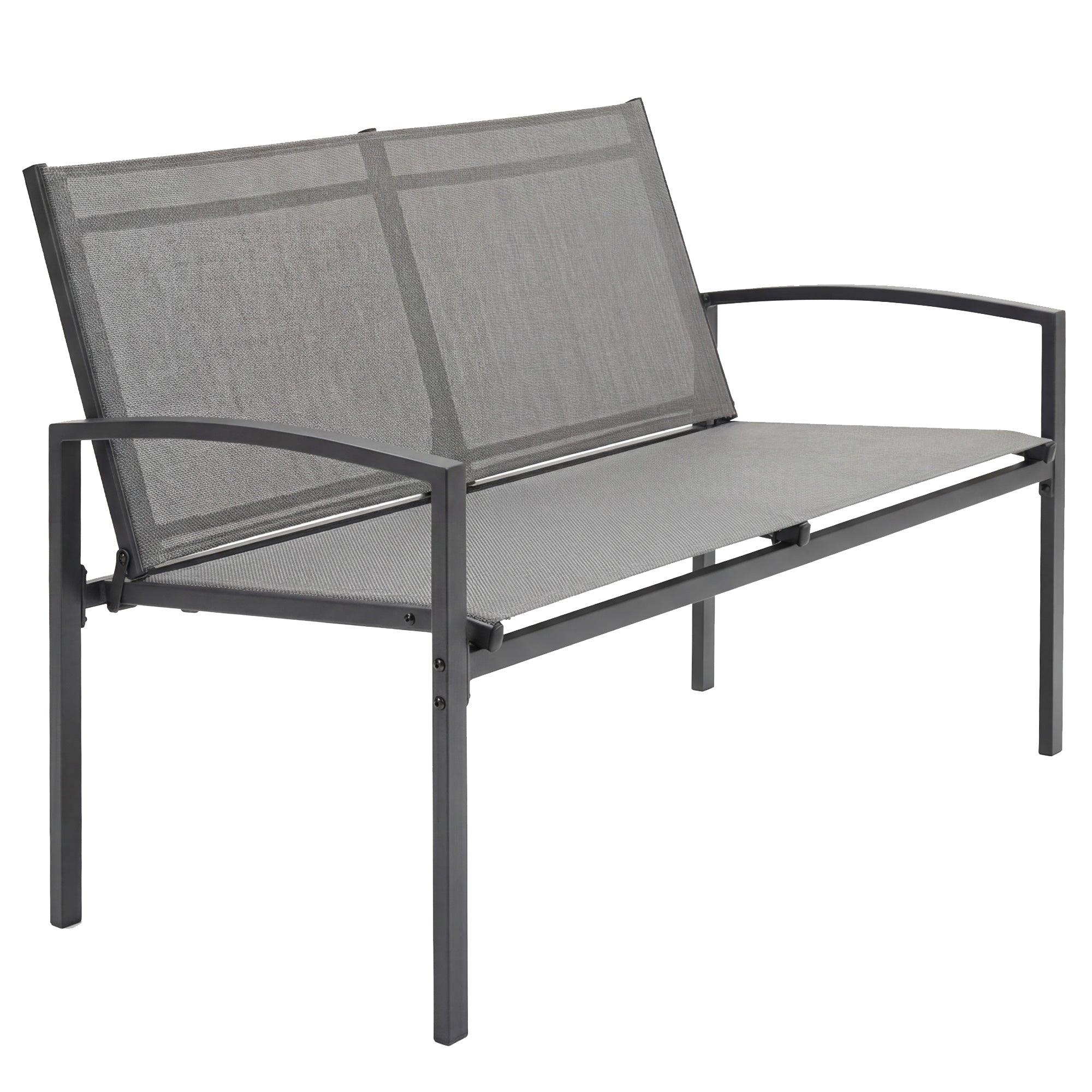 Outsunny 2-Seater Metal Garden Bench with Breathable Texteline Fabric, Grey.
