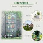 Outsunny 5-Tier Steel Mini Greenhouse for Garden and Terrace Plants with PVC Cover, 69x49x193 cm, Green