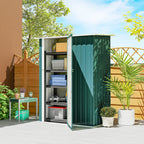 Outsunny Metal Tool Shed with Sloped Roof and Lockable Door, 142x86x189 cm, Green
