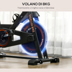 Home Exercise Bike with 8kg Flywheel and LCD Screen, Steel and ABS, 103x53x100-114 cm, Red and Black