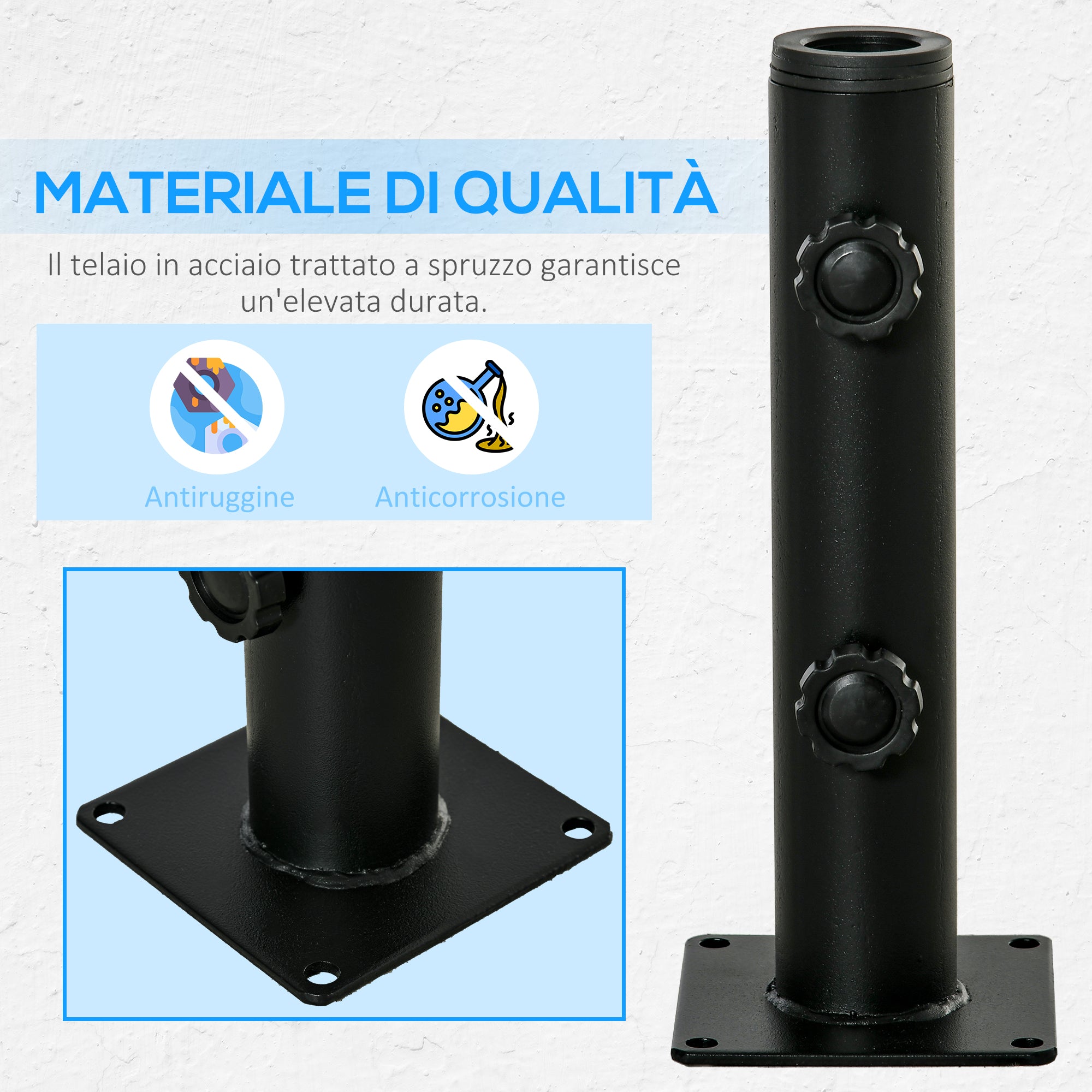 Outsunny Patio Umbrella Stand, Umbrella Base for Patio, Deck, Garden and Yard, Black