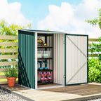 Outsunny Galvanized Steel Garden Shed with Hinged Door, 100x104x160 cm, Green