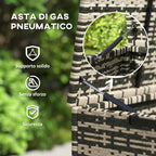 350L 2-Tier Outdoor Storage Chest with Gas Pistons, PE Rattan and Steel, 118x57x69 cm, Grey