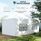 Outsunny 3x6m Folding Garden Gazebo with Removable Walls and Carry Bag, White