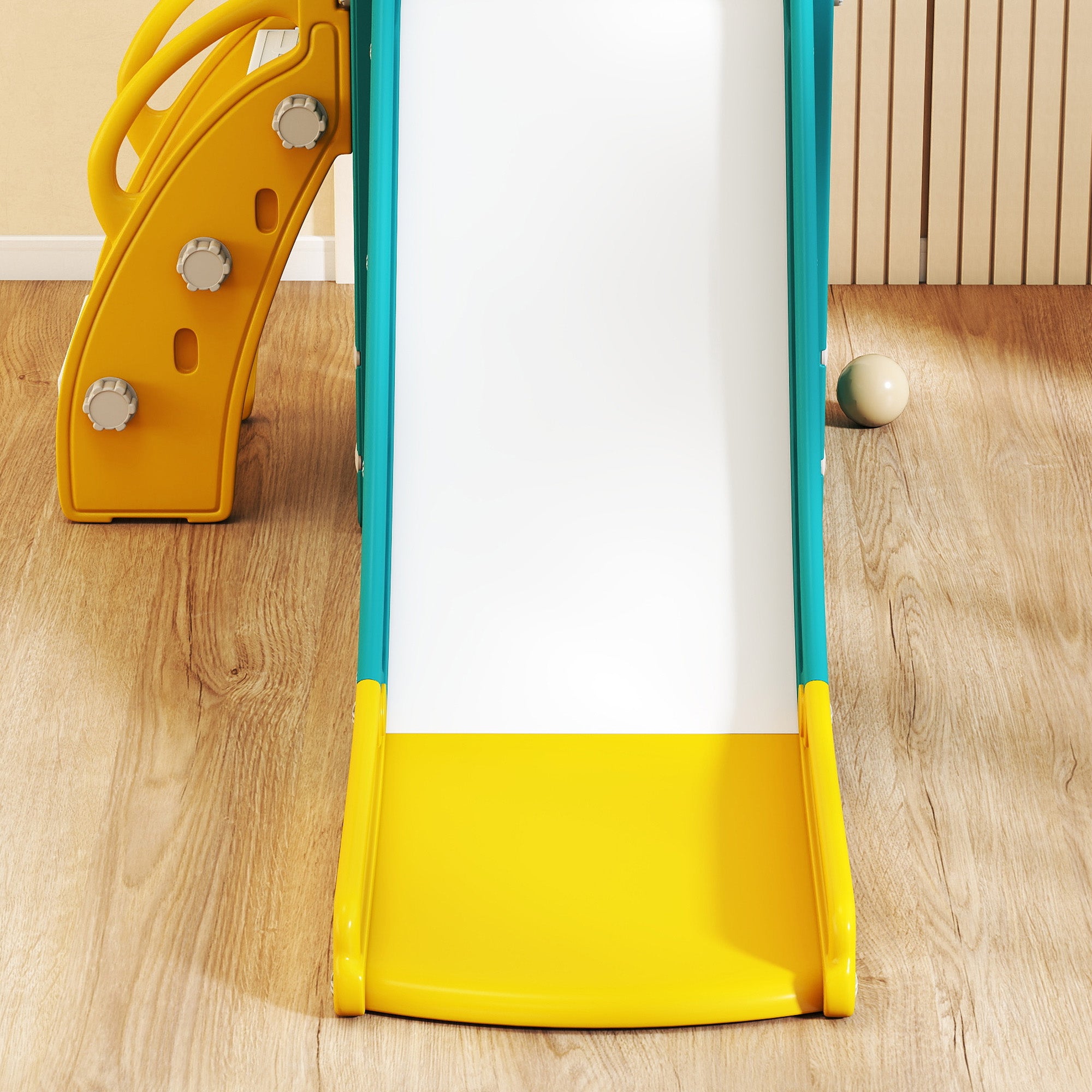 5-in-1 Kids Slide Set with Basketball Hoop, Ladder, and Toy Telescope, Ages 1-3 Years, Yellow