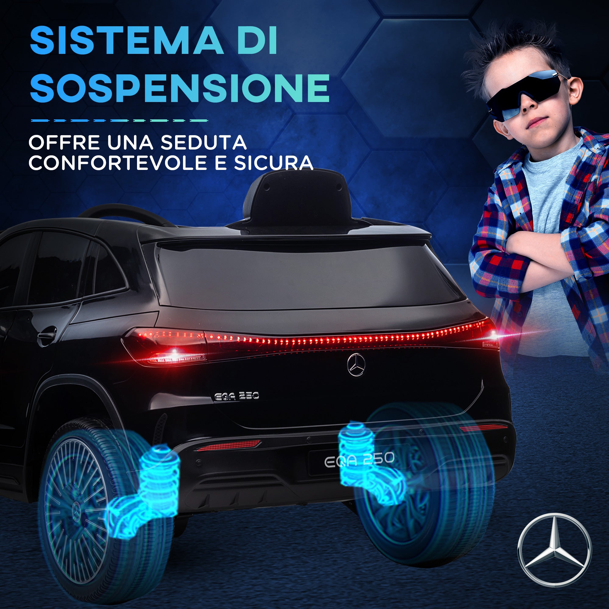 Electric Ride-On Toy Car for Kids Ages 3-8 with Remote Control, Headlights and Horn, Black
