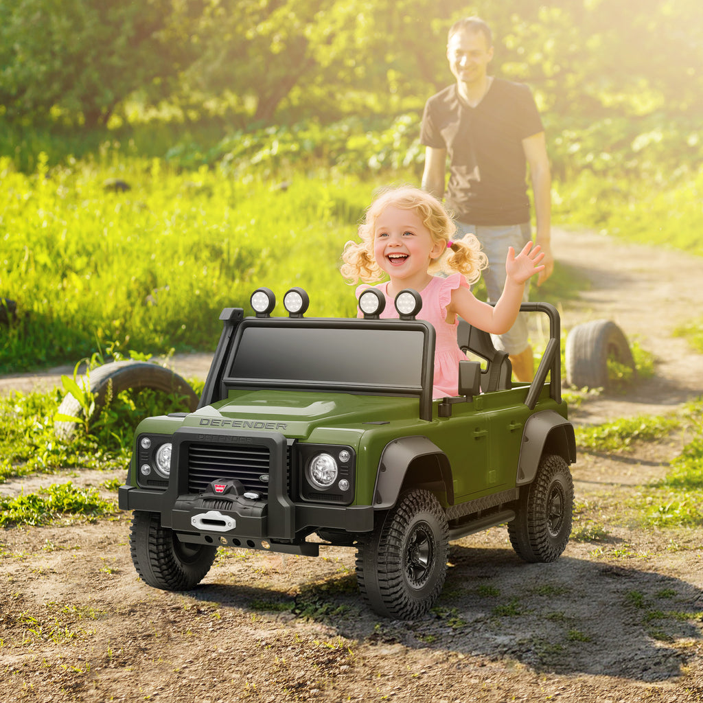 Electric Ride-On Car for Kids Ages 3-5, Land Rover Official 12V with Remote Control, Suspension, LED Lights, Green