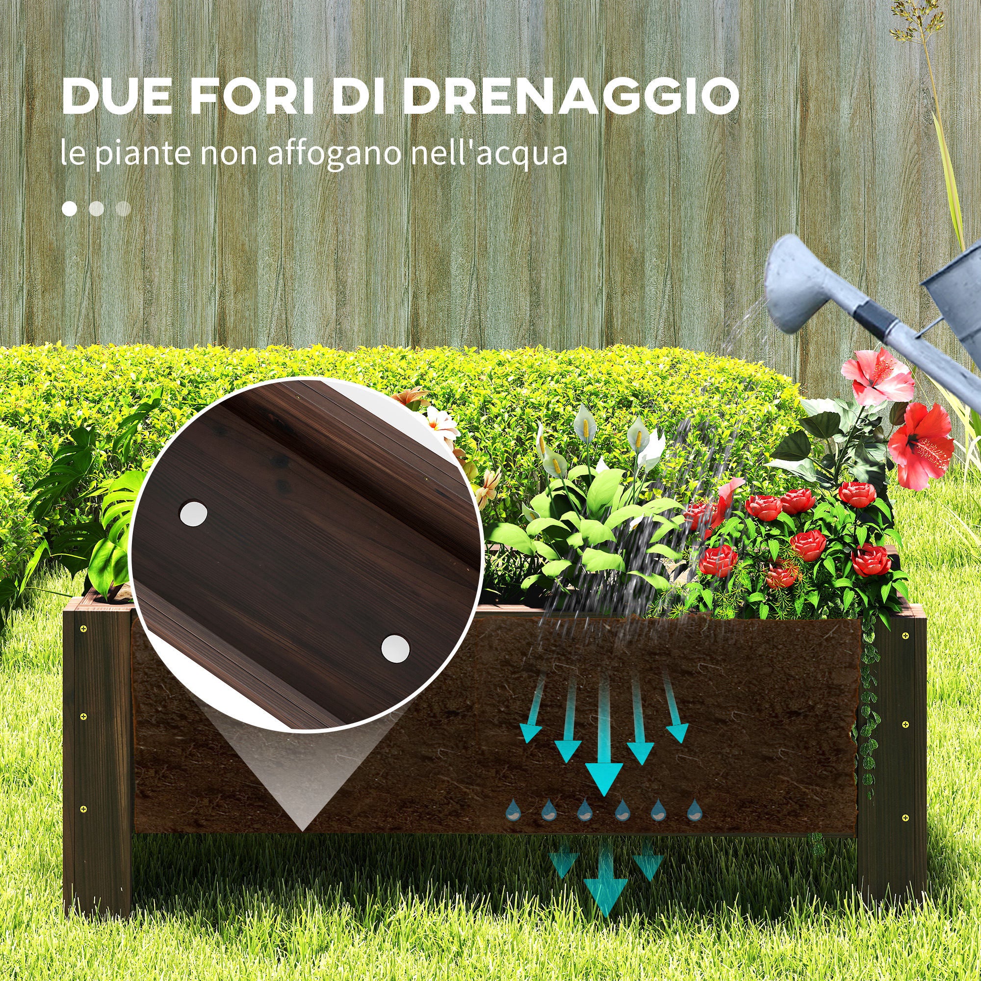 Raised Garden Bed and Rectangular Outdoor Planter, 100x36.5x36cm