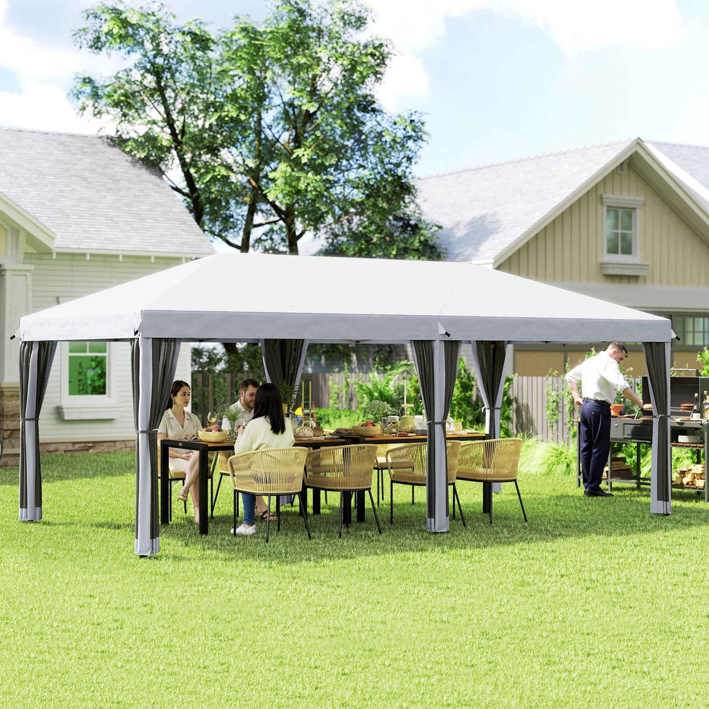 Outsunny 6x3m Folding Garden Gazebo with Mosquito Net and Carry Bag, Cream