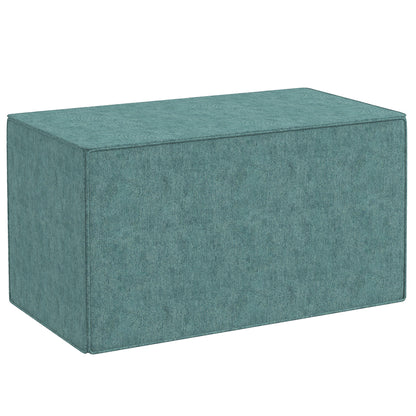 Footstool 2 in 1 with Removable Linen Effect Fabric Cover, 75x41x41 cm, Green