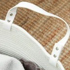 88L Portable Foldable Laundry Hamper with Natural Cotton Handles, Ø56x35.5 cm, Cream