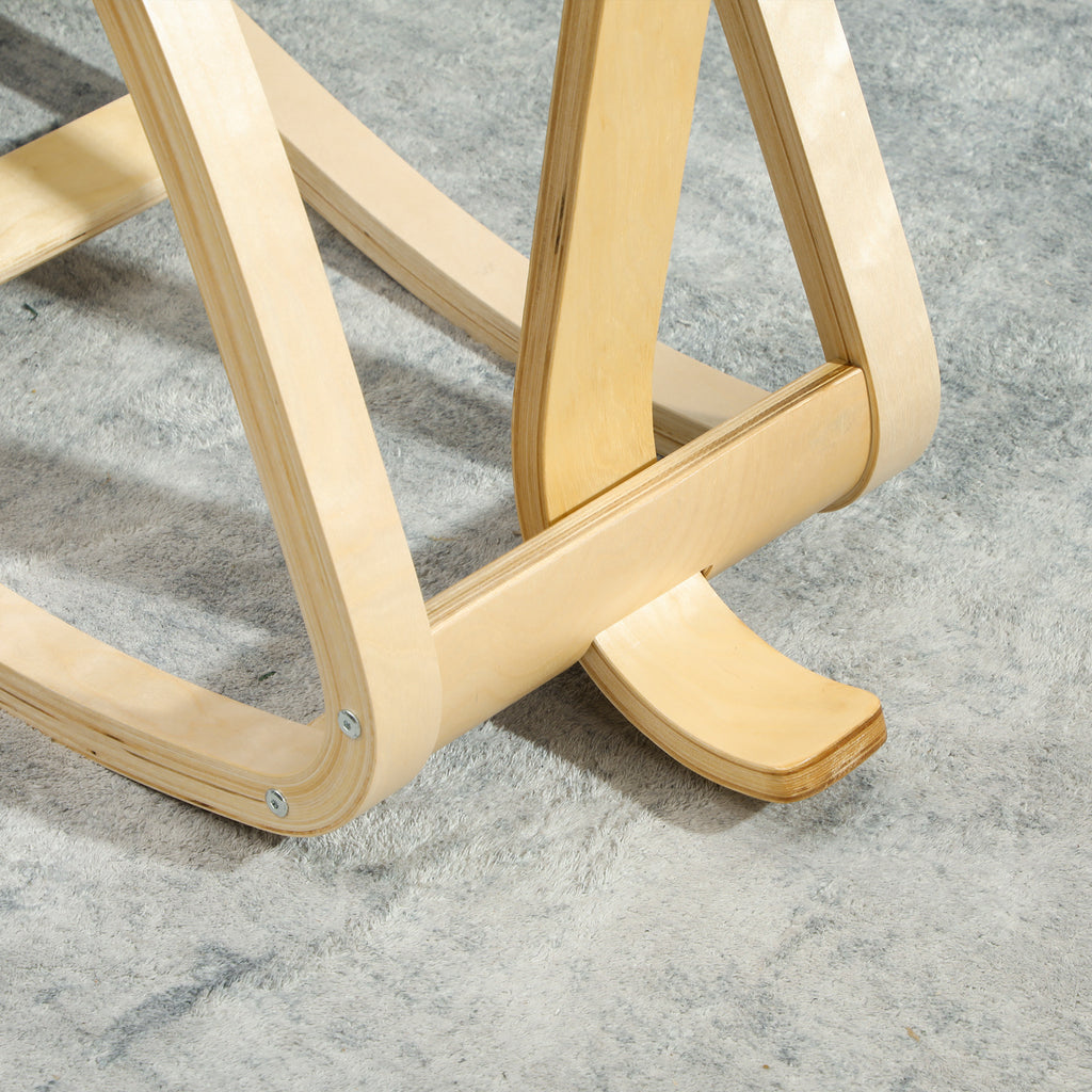 Rocking Kneeling Chair in Linen-Effect Fabric and Birch Wood, 51x84x93 cm, Cream