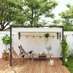 Outsunny Pergola Gazebo 3x2 m with Retractable Canopy and Drainage Holes in Steel and Polyester, Cream