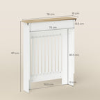 Anti-Tip Slatted Radiator Cover with Drawer, Wooden, 78x19x97 cm, White