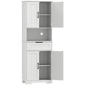 Kitchen Sideboard with 2 Cabinets and Drawer, Open Center Top and Adjustable Shelves, White